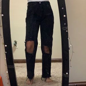 Rustler Black rip straight leg jeans